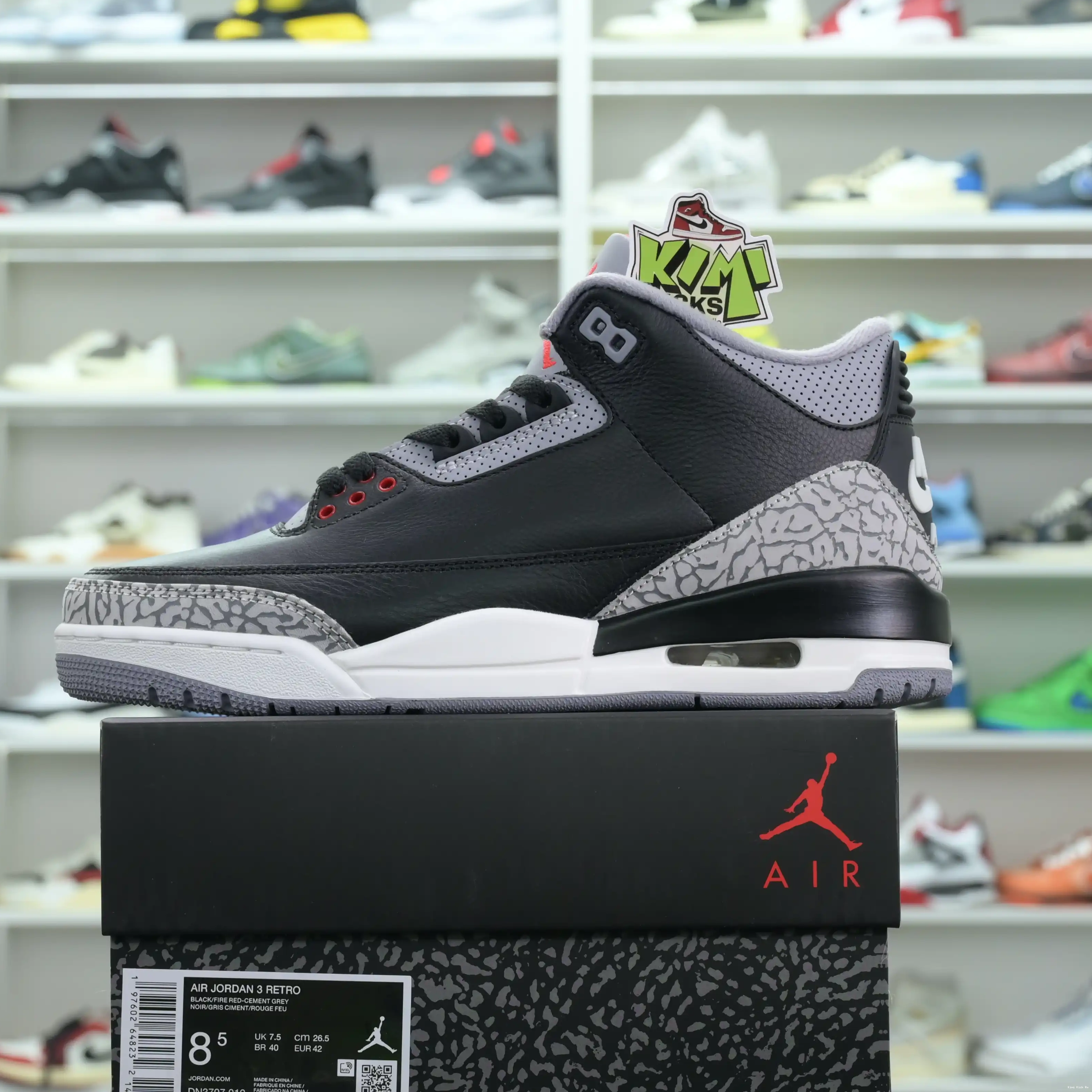 Kimikick Jordan Air Reimagined” 3“Black Cement 0822